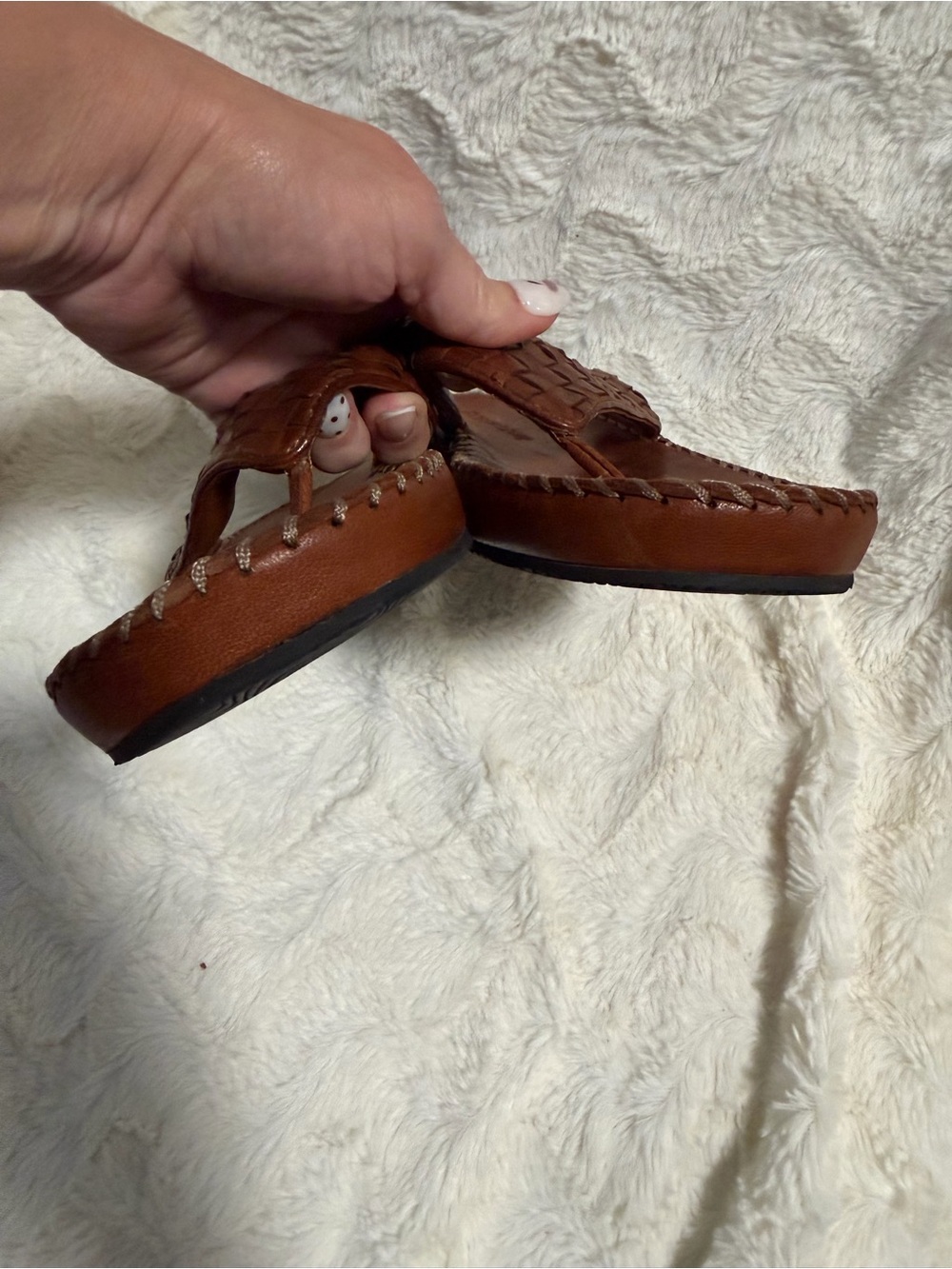 Robert Zur Woven Leather Thong Sandals - Brown Sz 10 - Picture 4 of 8
